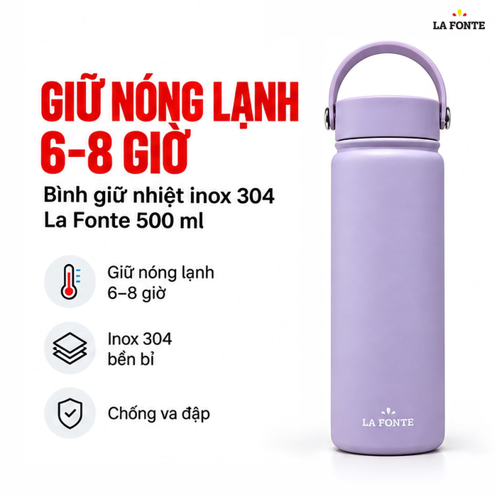 Bình Giữ Nhiệt 500ml Inox 304 La Fonte Màu Tím