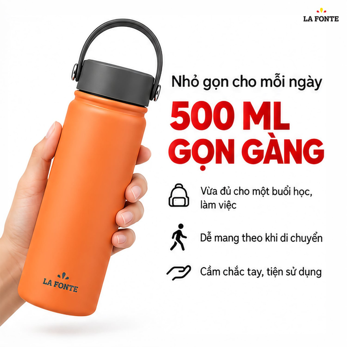 Bình Giữ Nhiệt 500ml Inox 304 La Fonte Màu Cam