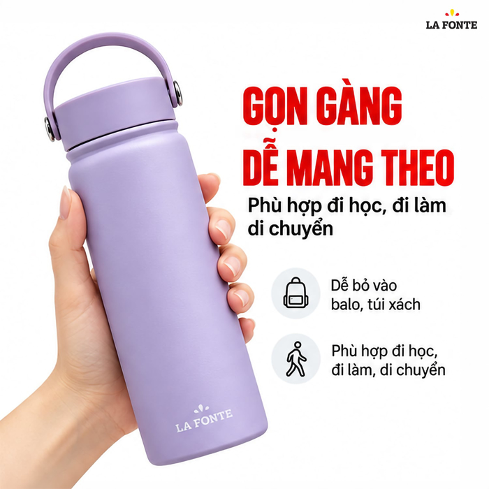 Bình Giữ Nhiệt 500ml Inox 304 La Fonte Màu Tím