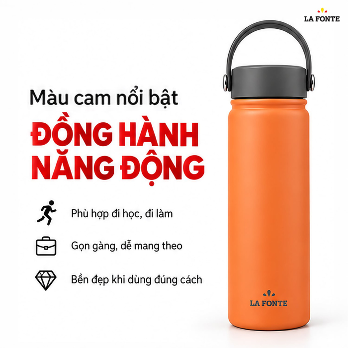 Bình Giữ Nhiệt 500ml Inox 304 La Fonte Màu Cam