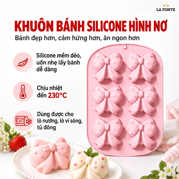 Khuôn Bánh Silicone La Fonte Hình Nơ
