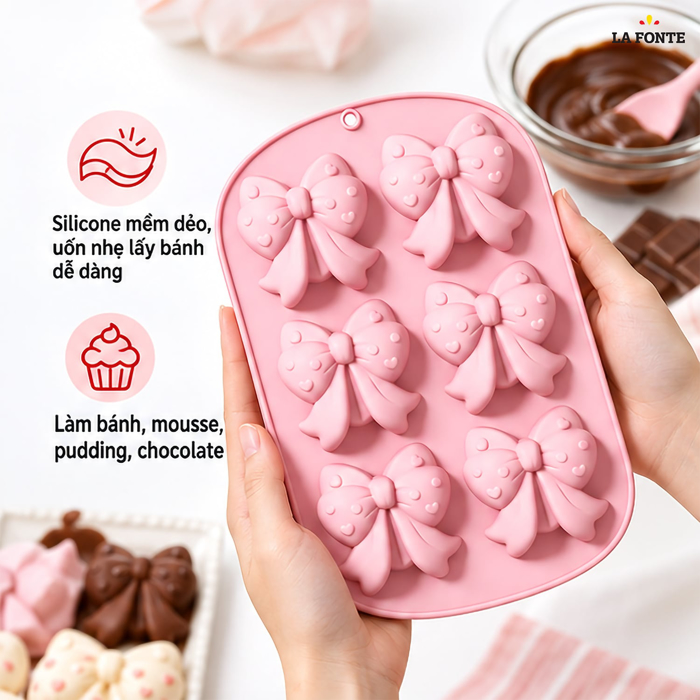 Khuôn Bánh Silicone La Fonte Hình Nơ