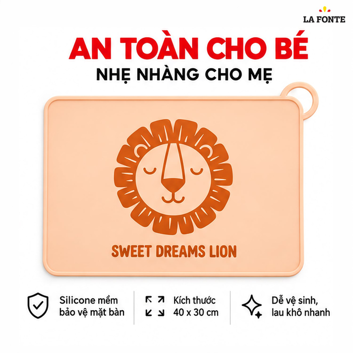 Tấm Lót Ăn Dặm La Fonte Hình Sư Tử-Cam