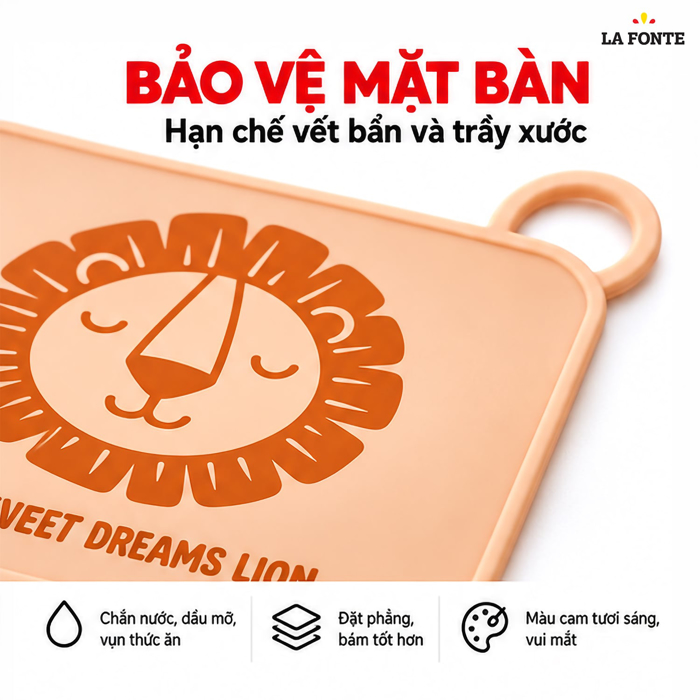 Tấm Lót Ăn Dặm La Fonte Hình Sư Tử-Cam