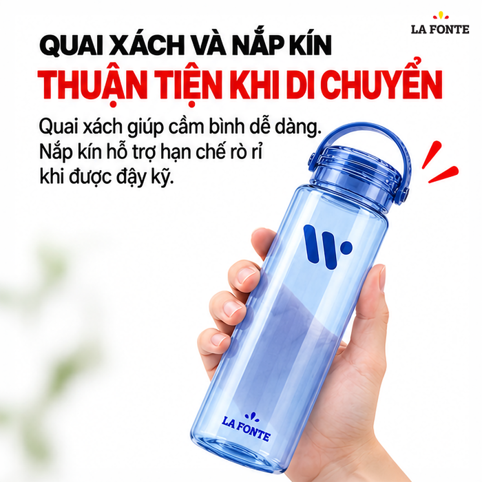 Bình Nước Thể Thao La Fonte 500 ml Màu Xanh – Quai Xách Tiện Mang Theo