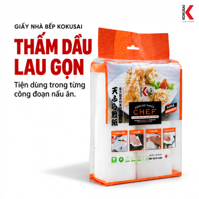 Giấy Nhà Bếp Kokusai 26 x 24.5 cm, 2 Cuộn – Thấm Hút Và Lau Dọn Tiện Lợi