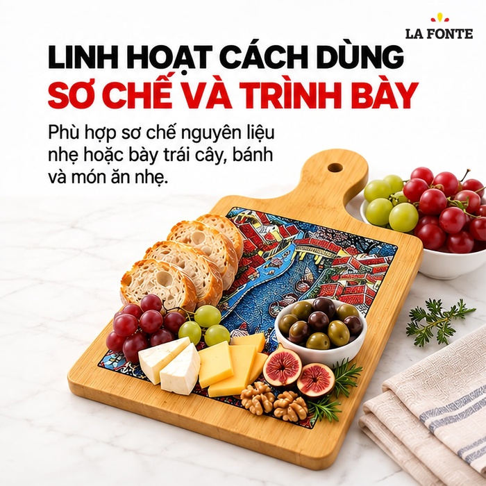 Thớt Tre Ceramic La Fonte Lạc Việt 18.5 x 28.5 cm – Hai Mặt Tre Ceramic, Dễ Vệ Sinh