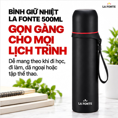 Bình Giữ Nhiệt La Fonte 500 ml Màu Đen – Giữ Nóng Lạnh Tiện Lợi