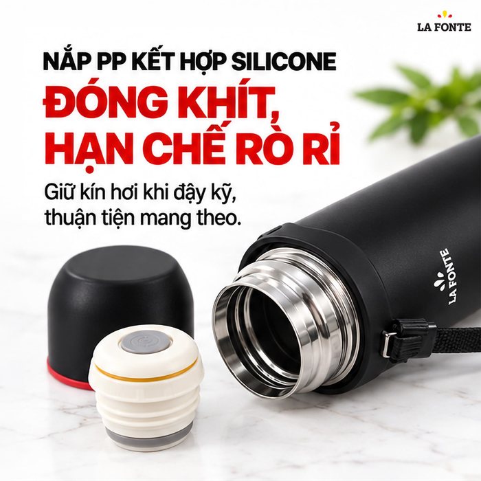 Bình Giữ Nhiệt La Fonte 500 ml Màu Đen – Giữ Nóng Lạnh Tiện Lợi