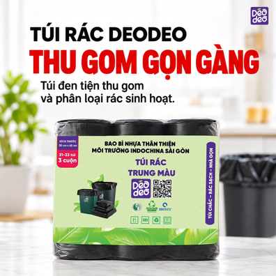 Túi Rác Deodeo 55 x 65 cm Màu Đen – Tiện Phân Loại Rác Sinh Hoạt