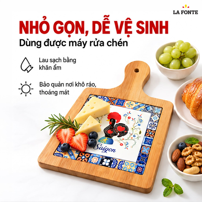 Thớt Tre Ceramic La Fonte Kê Vũ 18.5 x 28.5 cm – Hai Mặt Tre Ceramic, Đa Năng