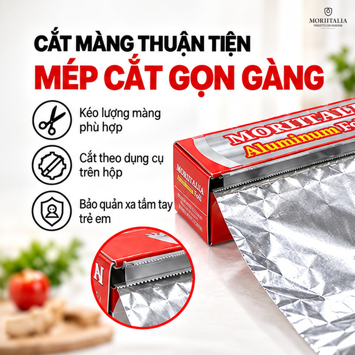 Màng Nhôm Thực Phẩm Moriitalia 30 cm x 7.62 m – Dễ Tạo Hình Khi Bọc Gói