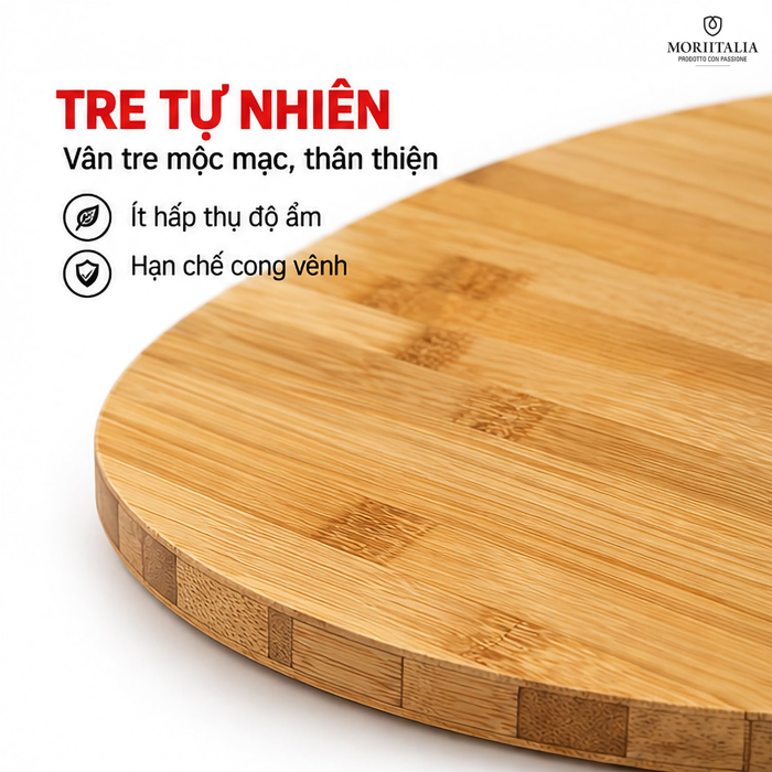 Thớt Tre Tròn Moriitalia NB22 30 x 1.5 cm – Thiết Kế Tròn, Gọn Nhẹ