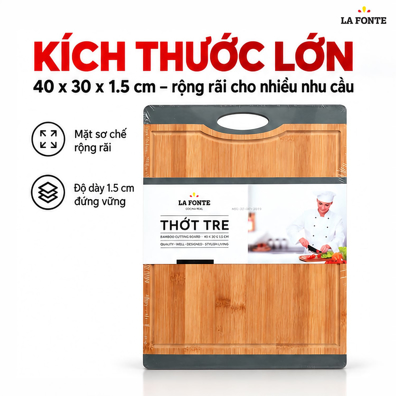 Thớt Tre La Fonte 40 x 30 x 1.5 cm – Tre Tự Nhiên, Bền Chắc