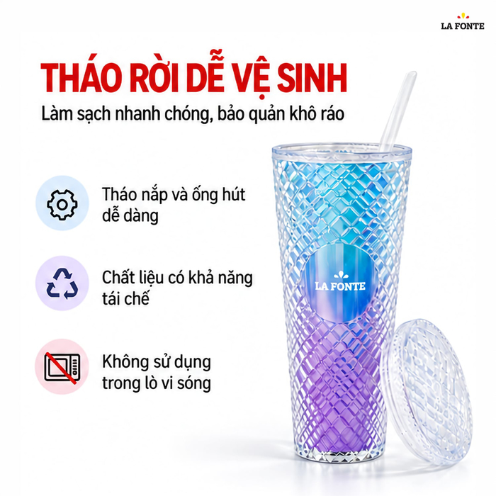 Ly Nhựa Hai Lớp La Fonte 760 ml – Tiện Thưởng Thức Đồ Uống