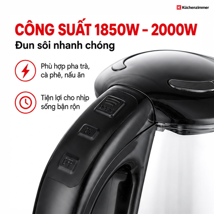 Ấm Đun Nước Kuchenzimmer 1.8 L – Dẫn Nhiệt Nhanh