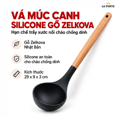 Vá Múc Canh Silicone La Fonte 29 x 9 x 3 cm – Chống Dính Chịu Nhiệt