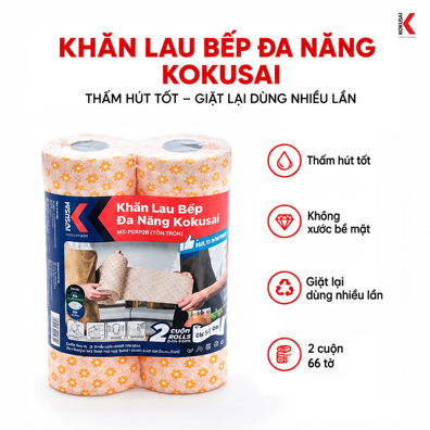 Khăn Lau Bếp Kokusai 66 Tờ/2 Cuộn – Tiện Vệ Sinh Gian Bếp