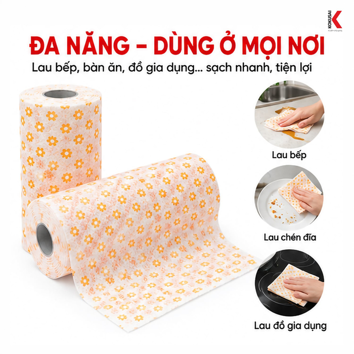 Khăn Lau Bếp Kokusai 66 Tờ/2 Cuộn – Tiện Vệ Sinh Gian Bếp