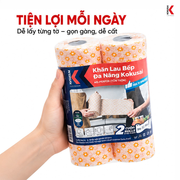 Khăn Lau Bếp Kokusai 66 Tờ/2 Cuộn – Tiện Vệ Sinh Gian Bếp