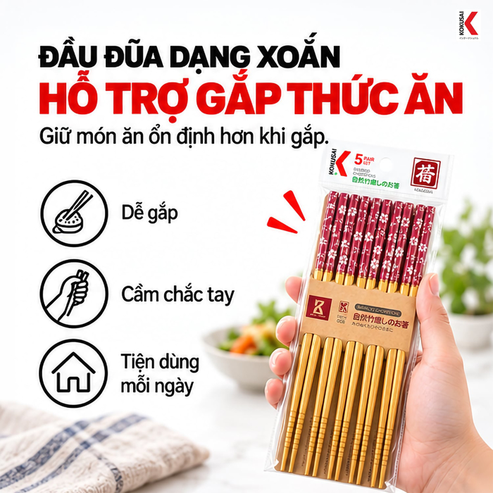 Đũa Tre Kokusai 22.5 cm – Tiện Dùng Trong Bữa Ăn