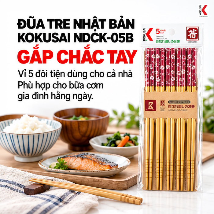Đũa Tre Kokusai 22.5 cm – Tiện Dùng Trong Bữa Ăn