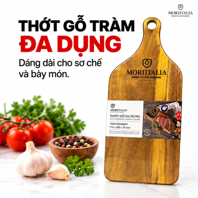 Thớt Gỗ Đa Dụng Moriitalia 175 x 385 x 20 mm – Dáng Dài, Tiện Sơ Chế