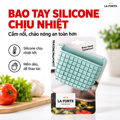 Bao Tay Silicone Chịu Nhiệt La Fonte Màu Xanh – Cách Nhiệt An Toàn