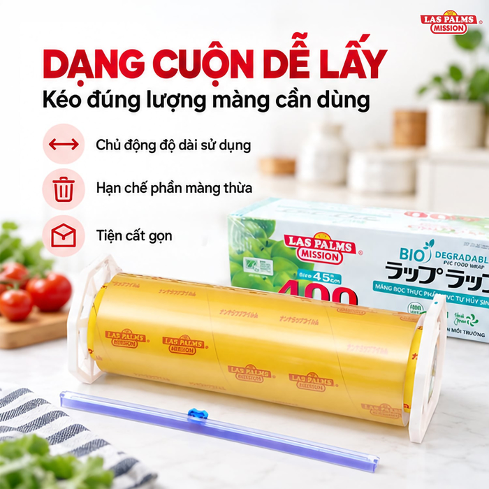 Màng Bọc Thực Phẩm Las Palms – Kèm Dao Cắt Nhựa