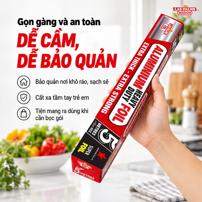 Màng Nhôm Thực Phẩm Las Palms 45 cm x 5 m – Dễ Tạo Hình Khi Bọc Gói
