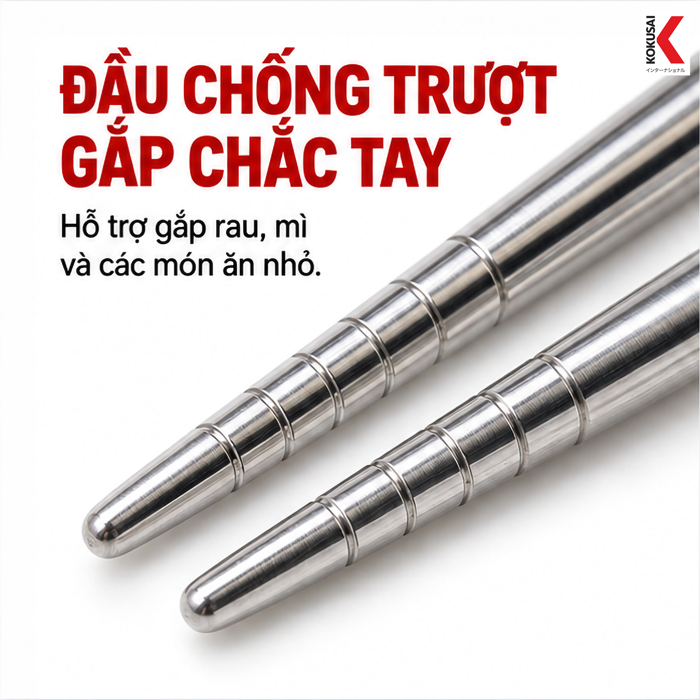 Vỉ 5 Đôi Đũa Inox Kokusai 23.5 cm – Tiện Dùng Trong Bữa Ăn