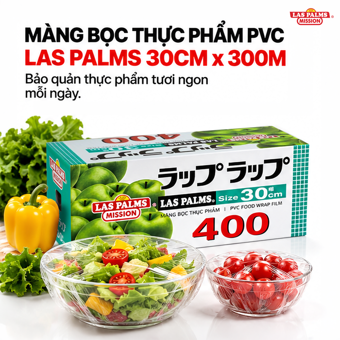 Màng Bọc Thực Phẩm Las Palms 30 cm x 300 m – Kèm Dao Cắt Nhựa