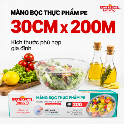 Màng Bọc Thực Phẩm PE Las Palms 30 cm x 200 m – Tiện Bọc Và Bảo Quản