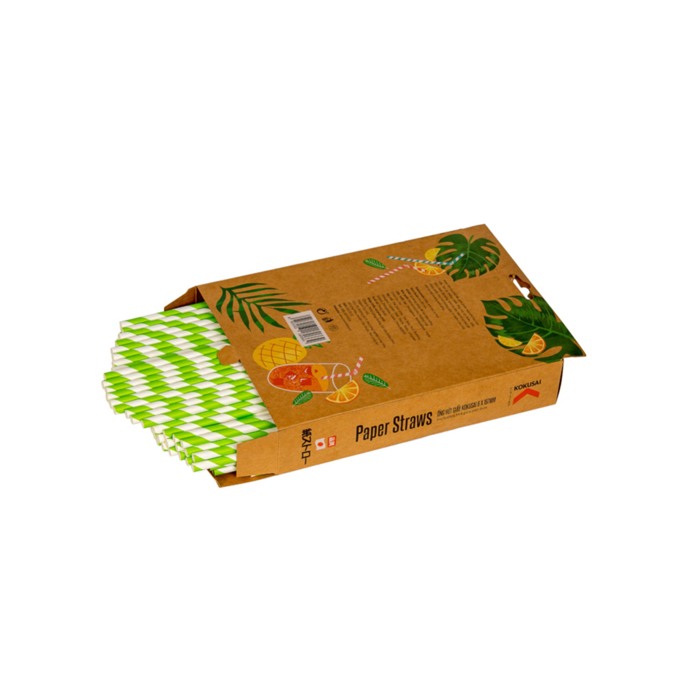 Ống hút giấy phân hủy sinh học Kokusai  Phi 6mm/ 8mm x 197mm  - Chính hãng MORIITALIA, sản phẩm đạt chứng nhận sức khoẻ
