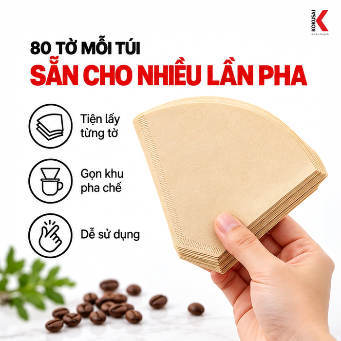 Giấy Lọc Cà Phê Coffee Filter 80 Tờ Màu Nâu – Giữ Lại Cặn Cà Phê