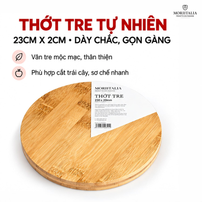 Thớt Tre Tròn Moriitalia 23 x 2 cm – Tre Tự Nhiên, Dày Chắc