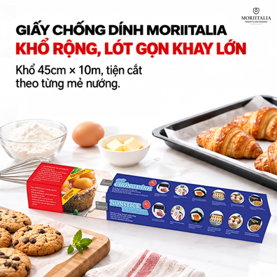 Giấy Chống Dính Moriitalia 45 cm x 10 m – Hạn Chế Thức Ăn Bám Khay