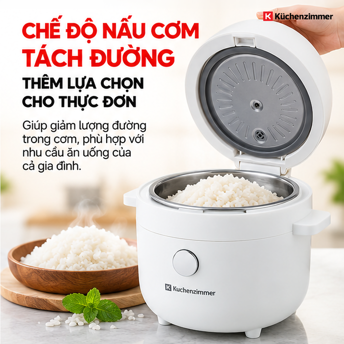 Nồi Cơm Điện Tách Đường Kuchenzimmer 2 L – Đa Năng Với 8 Chế Độ