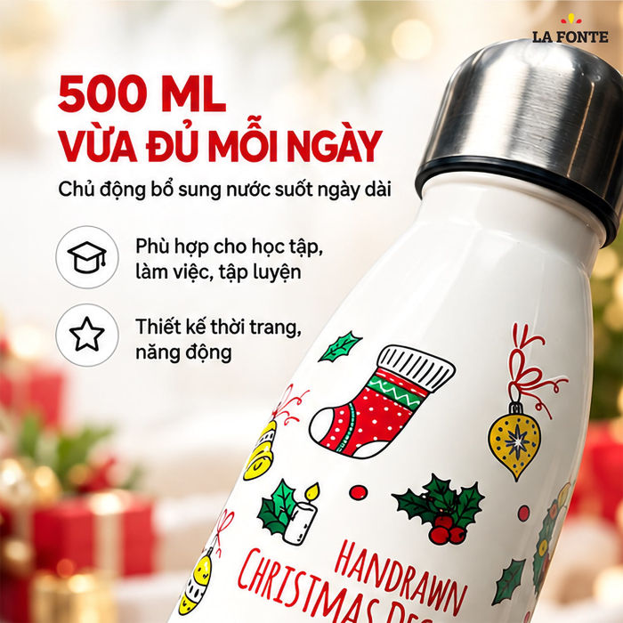 Bình Giữ Nhiệt Inox 304 La Fonte Aura 500 ml Màu Trắng – Giữ Nhiệt 12 - 24 Giờ