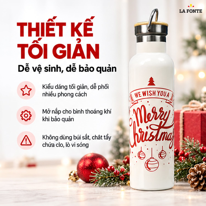 Bình Giữ Nhiệt SUS304 La Fonte 500 ml Màu Trắng – Quai Xách Tiện Mang Theo