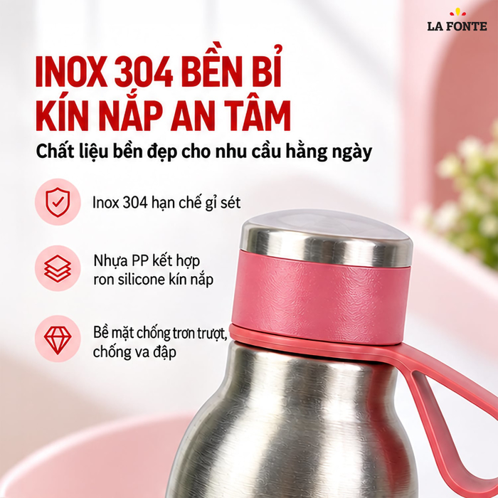 Bình Giữ Nhiệt La Fonte 500 ml Màu Hồng – Giữ Nhiệt 6 - 8 Giờ