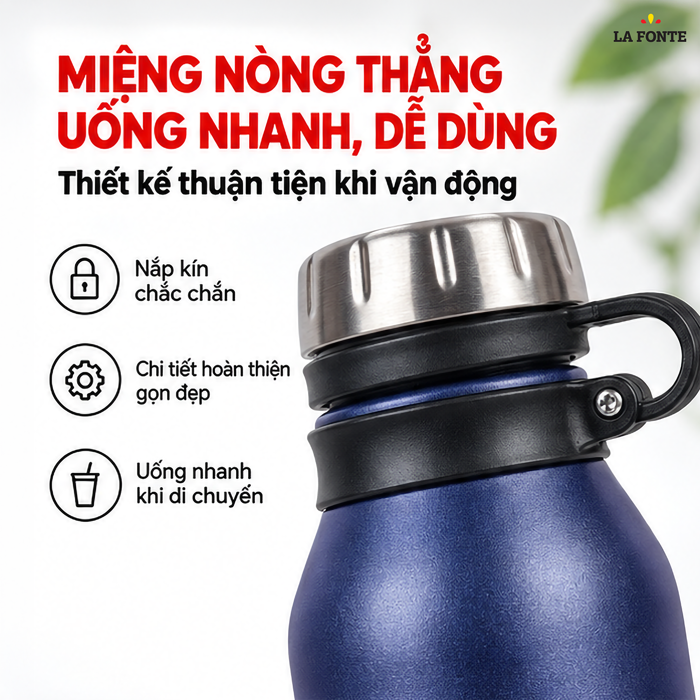 Bình Giữ Nhiệt Thể Thao La Fonte 500 ml Màu Tím – Quai Xách Tiện Mang Theo