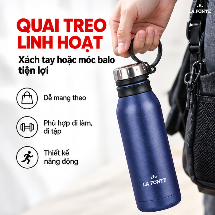 Bình Giữ Nhiệt Thể Thao La Fonte 500 ml Màu Tím – Quai Xách Tiện Mang Theo