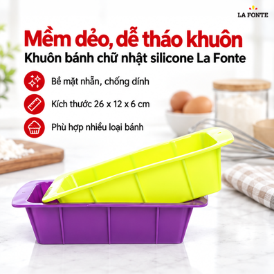Khuôn Bánh Chữ Nhật Silicone La Fonte – Mềm Dẻo, Dễ Tháo Khuôn