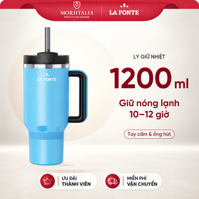 Ly Giữ Nhiệt 2 Lớp Kèm Ống Hút Có Tay Cầm SUS304 La Fonte 1200 ml Màu Xanh Dương – Tay Cầm Kèm Ống Hút